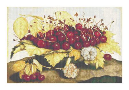 click here to view larger image of Dish of Cherries and Carnation, A (Giovanna Garzoni) (chart)