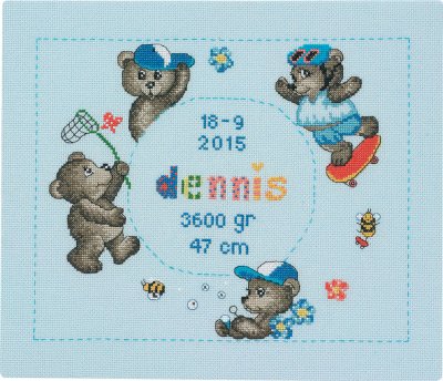click here to view larger image of Teddybear Dennis (counted cross stitch kit)
