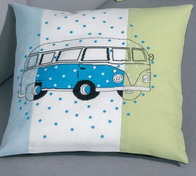 click here to view larger image of VW Bus Pillow (counted cross stitch kit)