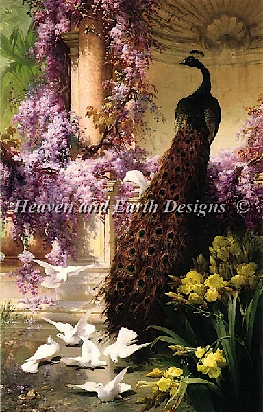 click here to view larger image of Peacock and Doves in a Garden, A (chart)