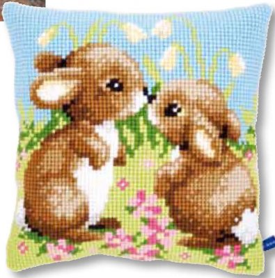 click here to view larger image of Little Rabbits Cushion (counted canvas kit)