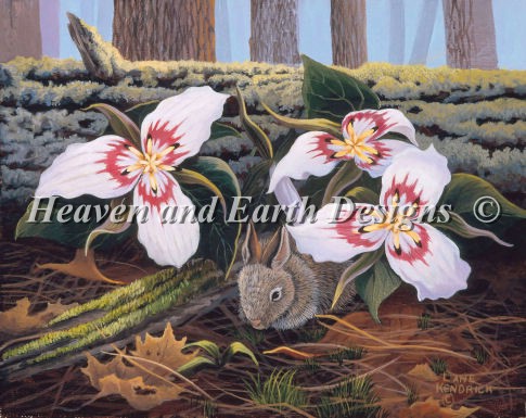click here to view larger image of Rabbit with Trilliums - Lane Kendrick (chart)