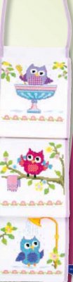 click here to view larger image of Owls in Bathroom Toilet Roll Holder (counted cross stitch kit)