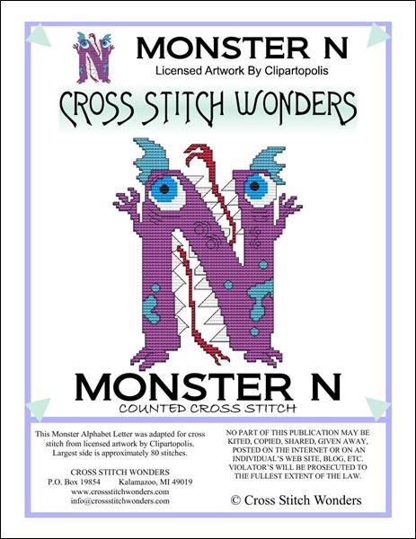 click here to view larger image of Monster Letter N (chart)