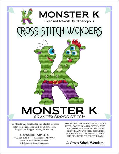 click here to view larger image of Monster Letter K (chart)