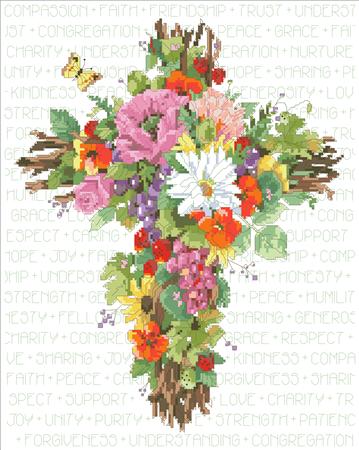 click here to view larger image of Summer Floral Cross (chart)