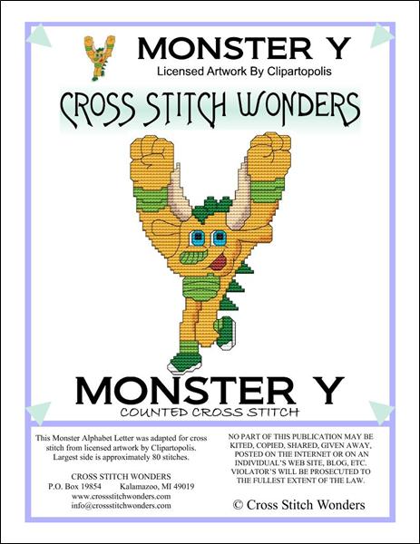 click here to view larger image of Monster Letter Y (chart)