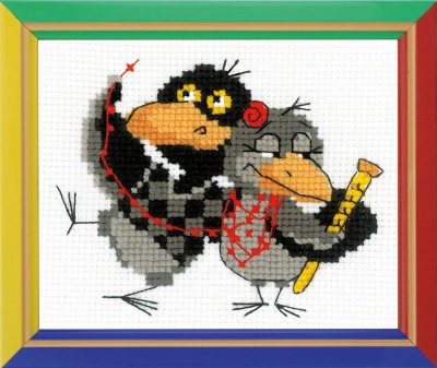 click here to view larger image of Two Ravens - Happy Bee (counted cross stitch kit)
