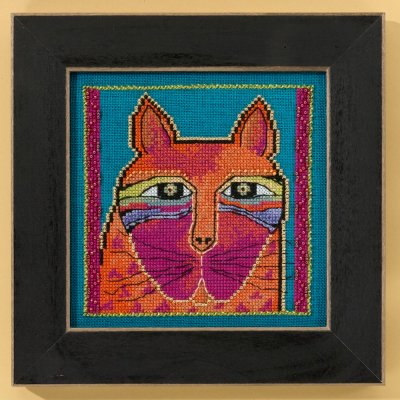 click here to view larger image of Wild Orange Cat - Cats Collection (Linen) (counted cross stitch kit)