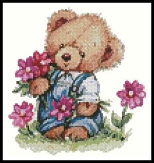 click here to view larger image of Boy Teddy with Flowers  (Terry Good) (chart)