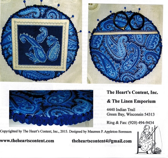 click here to view larger image of Porcelain Paisley Pin Pocket Glass Pins (counted cross stitch kit)