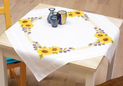 click here to view larger image of Sunflowers Tablecloth (counted cross stitch kit)