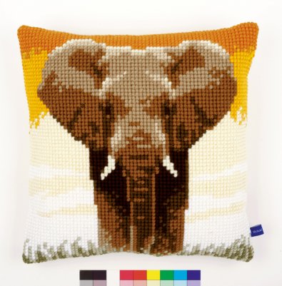 click here to view larger image of Elephant in Savannah 1 Cushion (needlepoint)