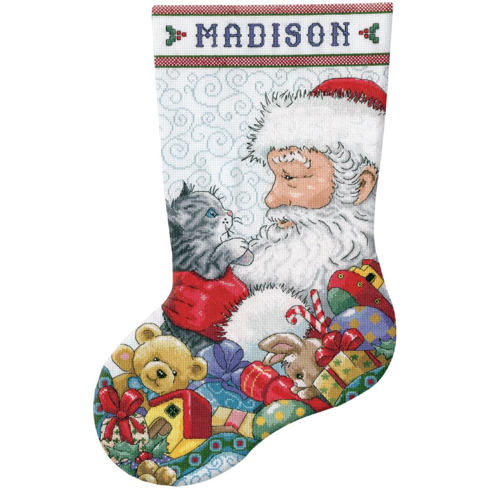 click here to view larger image of Santa and Kitten Stocking (counted cross stitch kit)