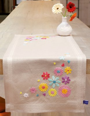 click here to view larger image of Bright Flowers Runner (stamped cross stitch kit)