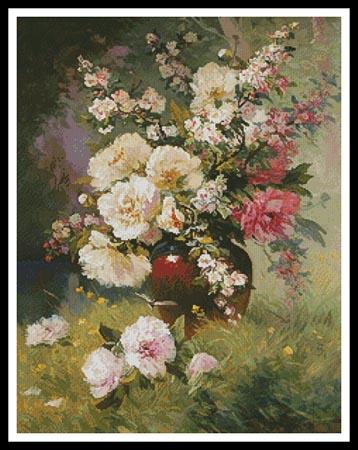 click here to view larger image of Peonies and Cerisiers  (Eugene Henri Cauchois) (chart)