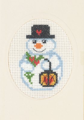 click here to view larger image of Snowman and Light Card with Envelope (counted cross stitch kit)