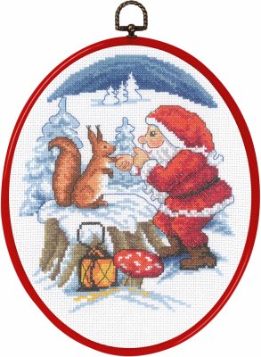 click here to view larger image of Santa and Squirrel (counted cross stitch kit)