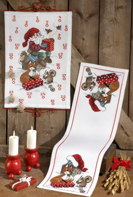 click here to view larger image of Squirrel With Hat Runner (lower right) (counted cross stitch kit)