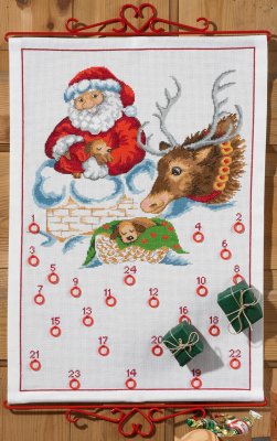click here to view larger image of Santa on Chimney Advent Calendar (counted cross stitch kit)