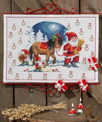 click here to view larger image of Santa With Horse Advent Calendar (counted cross stitch kit)