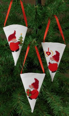 click here to view larger image of Cone Socks Elves  (3 designs) (counted cross stitch kit)