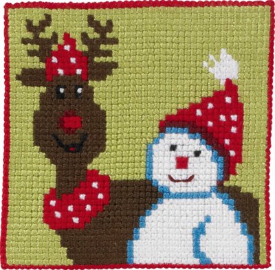 click here to view larger image of Snowman and Moose (counted cross stitch kit)