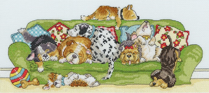 click here to view larger image of Lazy Dogs (counted cross stitch kit)