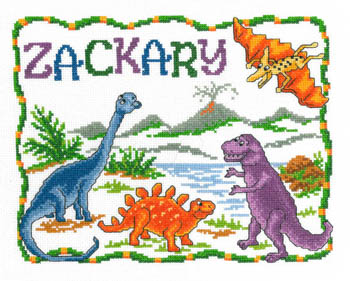 click here to view larger image of Once Upon a Dinosaur (counted cross stitch kit)