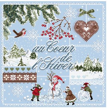 click here to view larger image of Au Coeur de l'Hiver KIT - Linen (counted cross stitch kit)