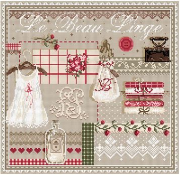 click here to view larger image of Le Beau Linge KIT - Aida (counted cross stitch kit)