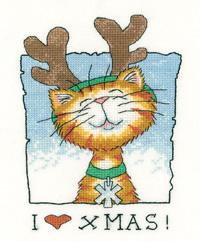 click here to view larger image of I Love Christmas - Cats Rule (Aida) (counted cross stitch kit)