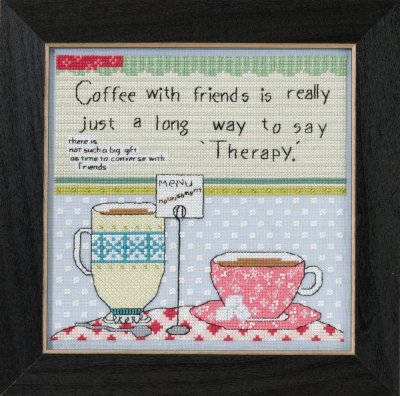 click here to view larger image of Coffee With Friends - Curly Girl Everyday Series (counted cross stitch kit)