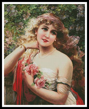 click here to view larger image of Young Lady With Roses  (Emile Vernon) (chart)