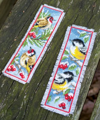 click here to view larger image of Birds in Winter Bookmarks (pack of 2) (counted cross stitch kit)