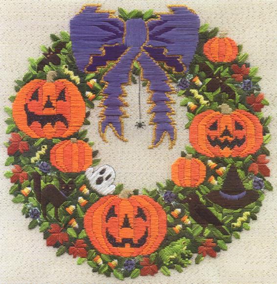 click here to view larger image of Halloween Wreath (includes beads) (counted canvas chart)