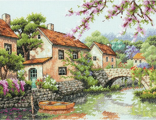 click here to view larger image of Village Canal (counted cross stitch kit)