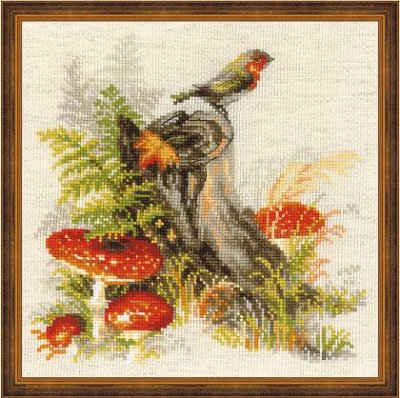click here to view larger image of Stump With Fly Agaric (counted cross stitch kit)