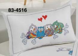 click here to view larger image of Owls On Sprig Cushion (counted cross stitch kit)