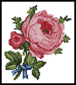 click here to view larger image of Mini  Blue Ribbon Rose (chart)
