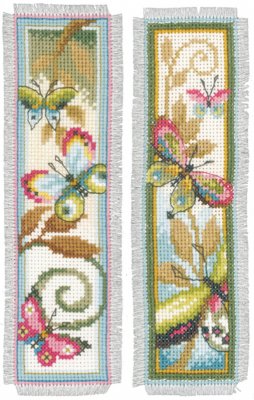click here to view larger image of Deco Butterflies Bookmarks - Set of 2 (counted cross stitch kit)