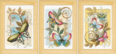 click here to view larger image of Deco Butterflies - Set of 3 (counted cross stitch kit)