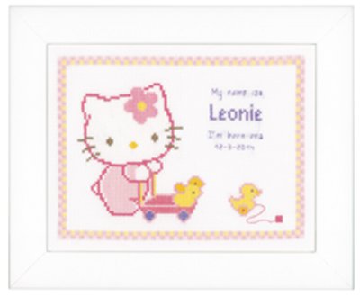 click here to view larger image of Hello Kitty Birth Announcement (counted cross stitch kit)