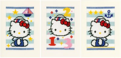 click here to view larger image of Hello Kitty Greeting Cards - Set of 3 (chunky cross stitch kit)