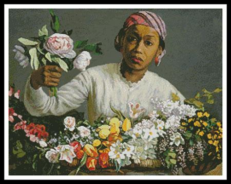 click here to view larger image of Young Woman With Peonies  (Frederic Bazille) (chart)
