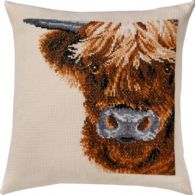 click here to view larger image of Scottish Cow Pillow (counted cross stitch kit)