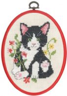 click here to view larger image of Black Cat In Flowers 2 (counted cross stitch kit)