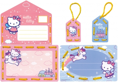 click here to view larger image of Hello Kitty Embroidery Invitation Rainbow (set of 5) (counted cross stitch kit)