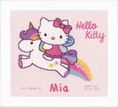 click here to view larger image of Hello Kitty and Unicorn Birth Announcement (counted cross stitch kit)