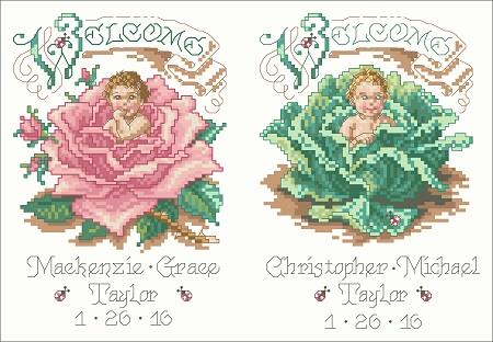 click here to view larger image of Briar Rose and Cabbage Patch Baby Announcement (chart)